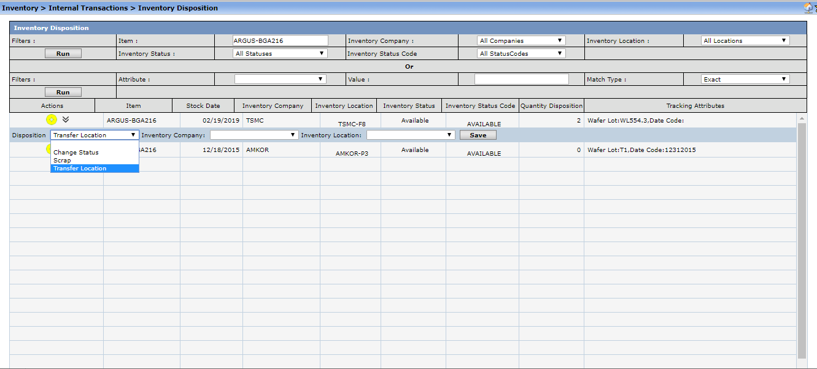 Inventory Disposition