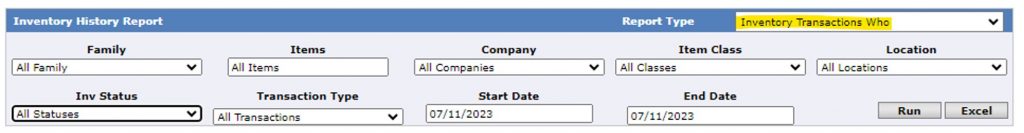 Inventory Transaction Report