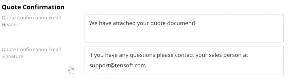 Email Setup for Quote Confirmation