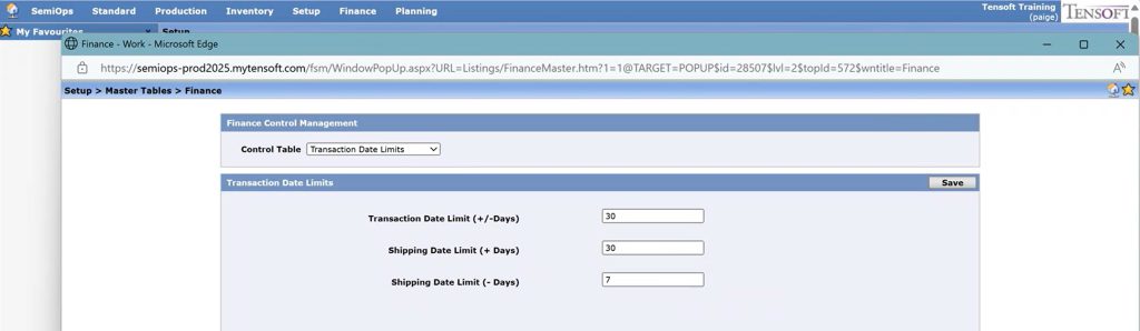 Date Limits DemandOps